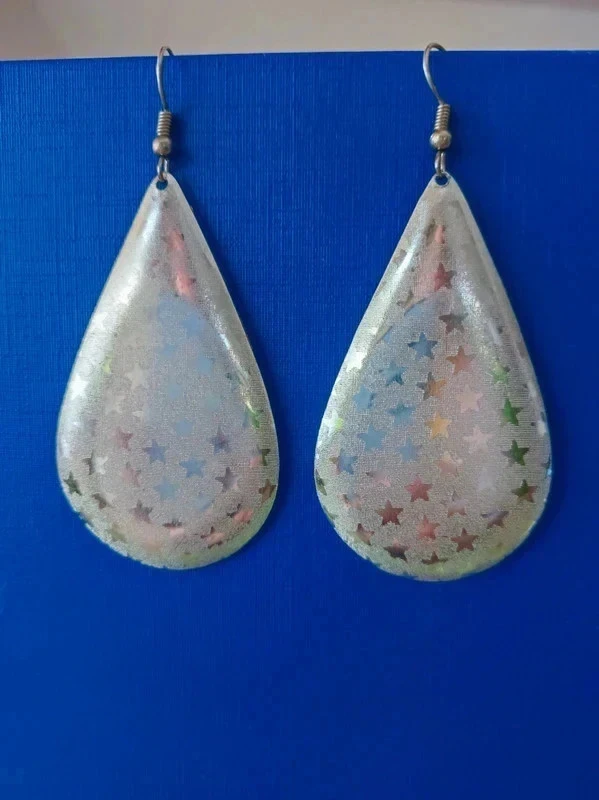 Brinco prateado em forma de gota com estrela novo – photo 2
